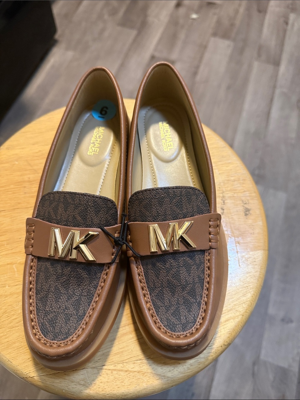 Michael Kors Brown & Dark Brown MK Logo Loafers